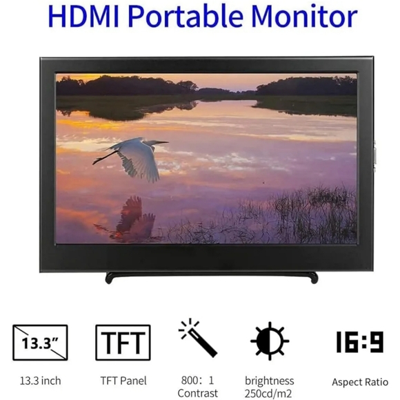 Kenowa 13.3 inch Portable Monitor, PC 16:9 Display with HDMA VGA - Picture 6 of 8